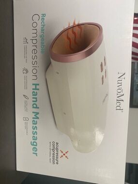 Rechargeable Compression Hand Massager - White with Rose Gold Trim